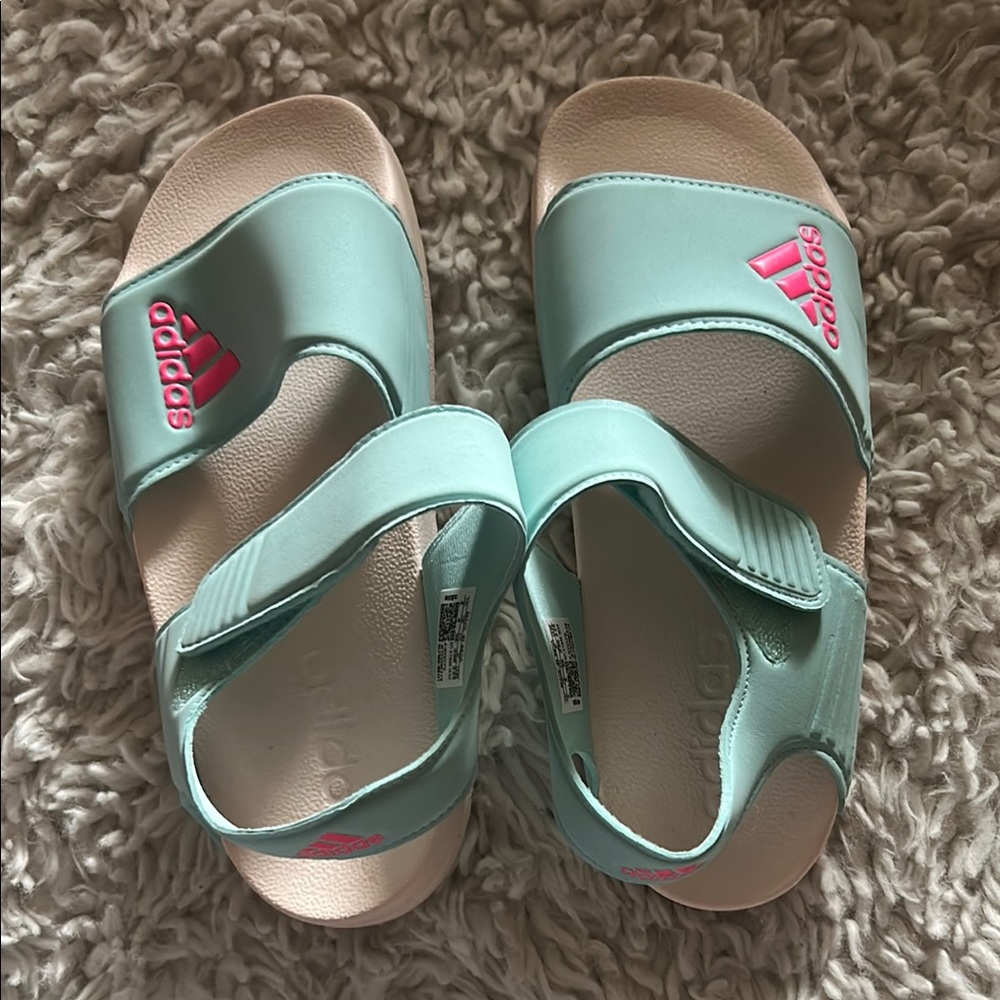 Adidas Blue and Pink Sandals with Adjustable Straps